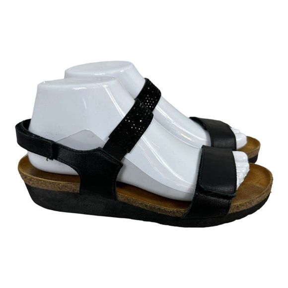 Naot Black Women's Sandals with Sparkle Strap - Picture 1 of 6
